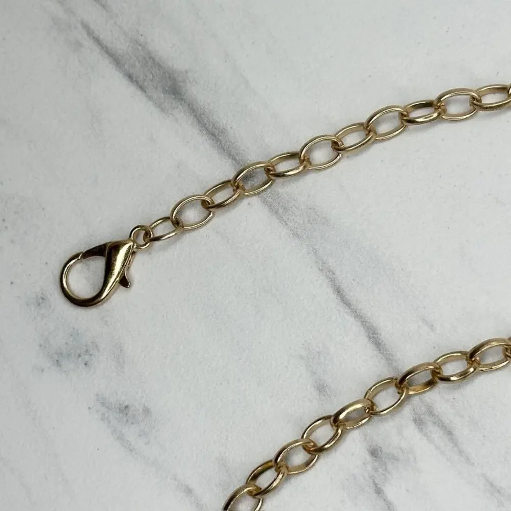 Adrienne Vittadini Gold Rhinestone Chain Link Belt One Size (OS) ✨